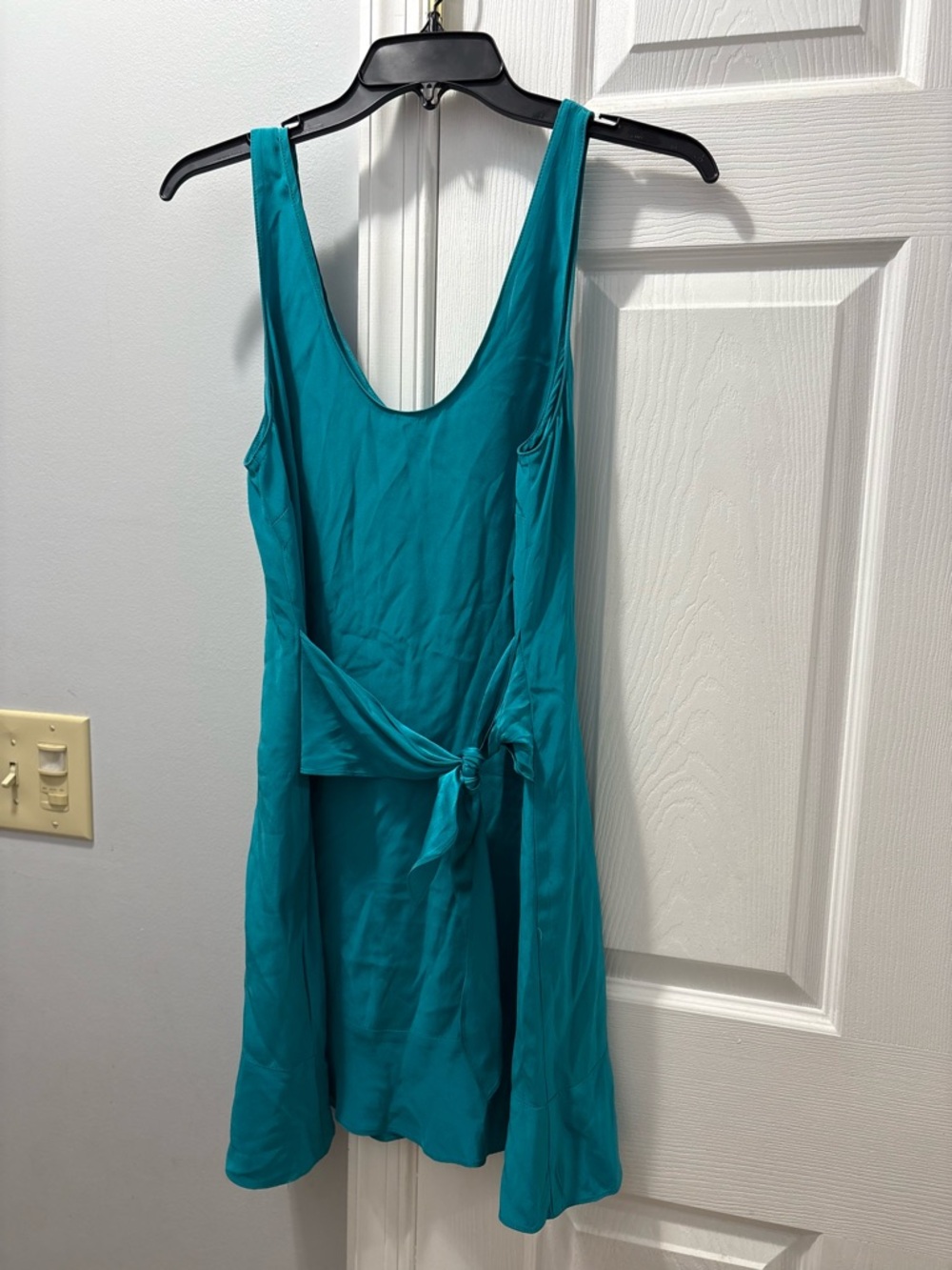 Amanda Uprichard Silk Teal Tie-Waist Dress Size Small